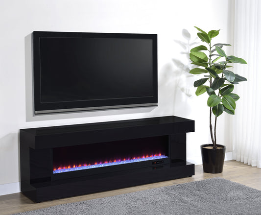 Mallory TV Stand Fireplace Console Bluetooth Speaker Black High Gloss