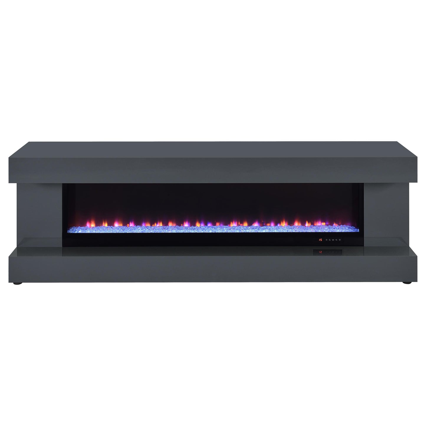 Mallory TV Stand Fireplace Console Bluetooth Speaker Grey High Gloss