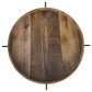 Adhvik Round End Side Table Marble Shelf Natural and Black