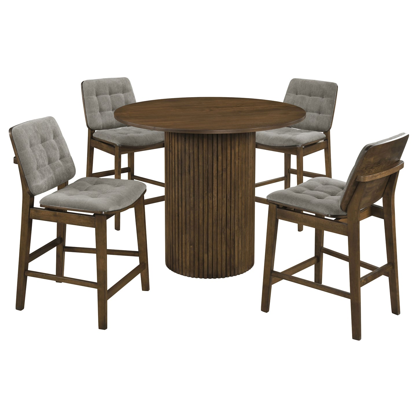 Hamlyn 5-piece Round Wood Counter Height Dining Set Grey and Walnut