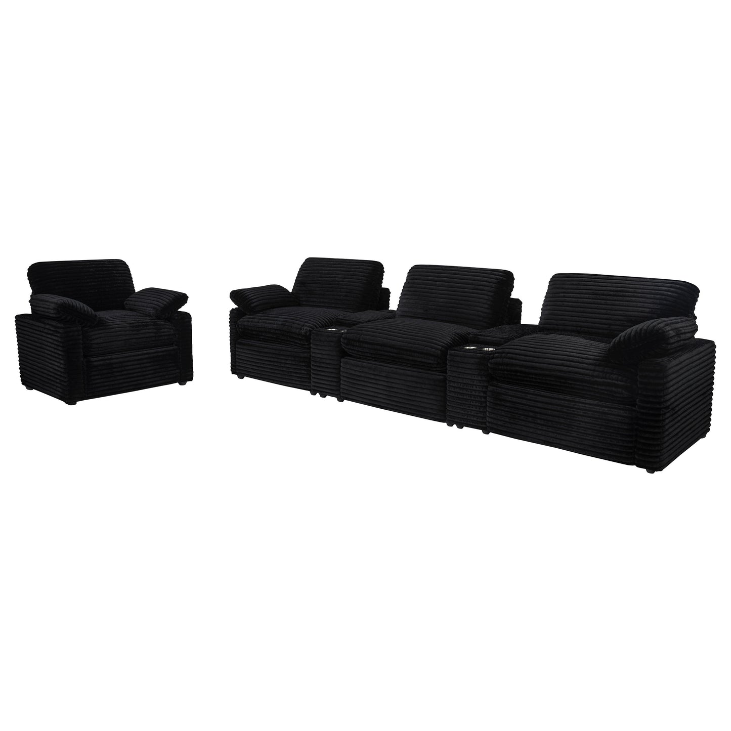 Collins Upholstered Power Recliner Chair Black