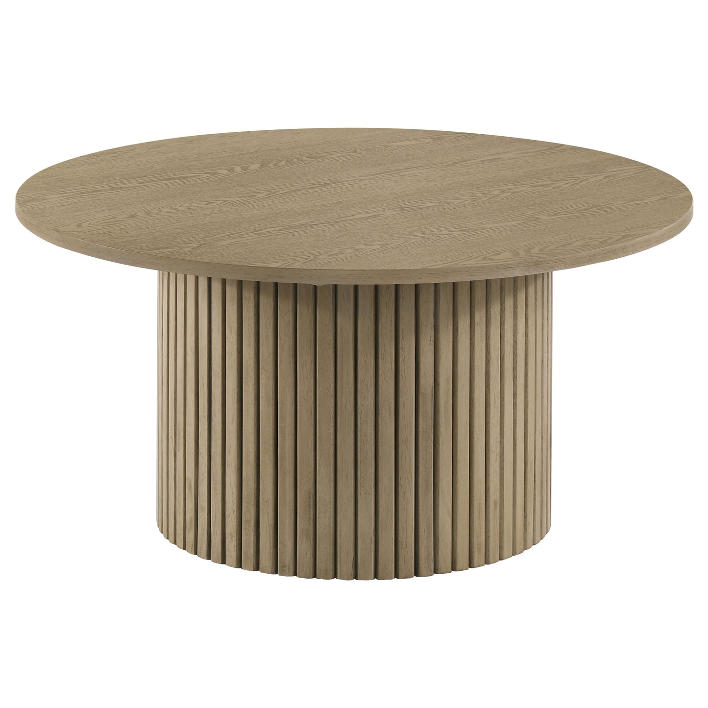 Hamlyn 3-piece Round Fluted Coffee and End Table Set Natural Oak