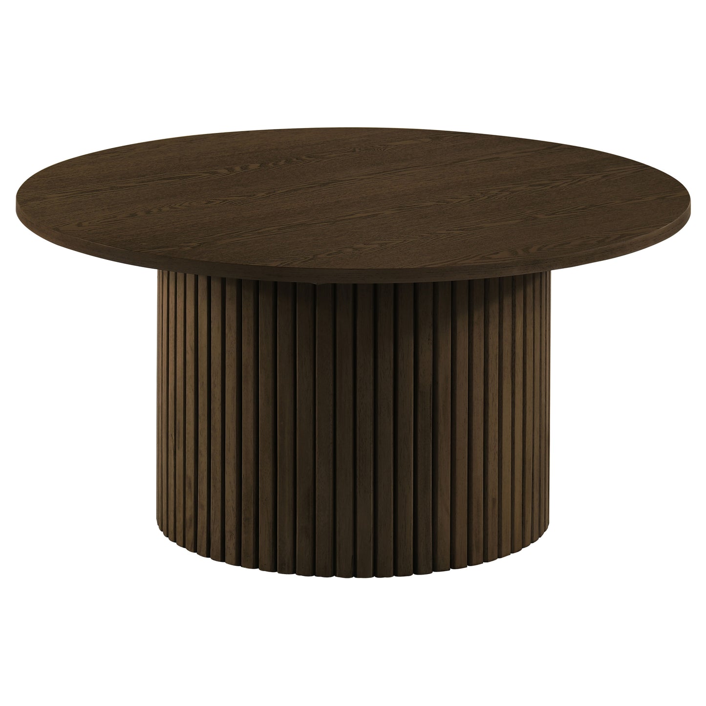 Hamlyn 3-piece Round Fluted Coffee and End Table Set Walnut