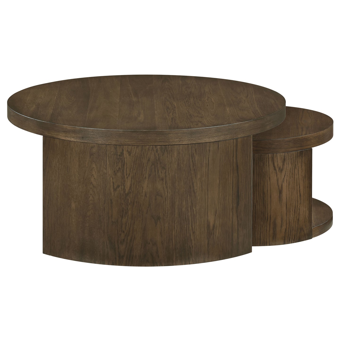 Sweeney 2-piece Round Wood Occasional Nesting Table Set Dark Walnut