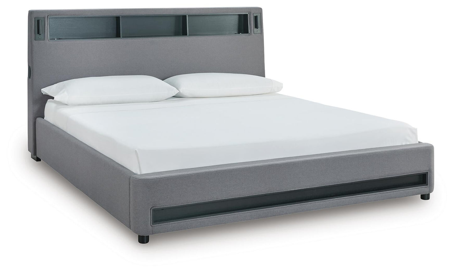 Verishaw California King Upholstered Bed with Wireless Audio