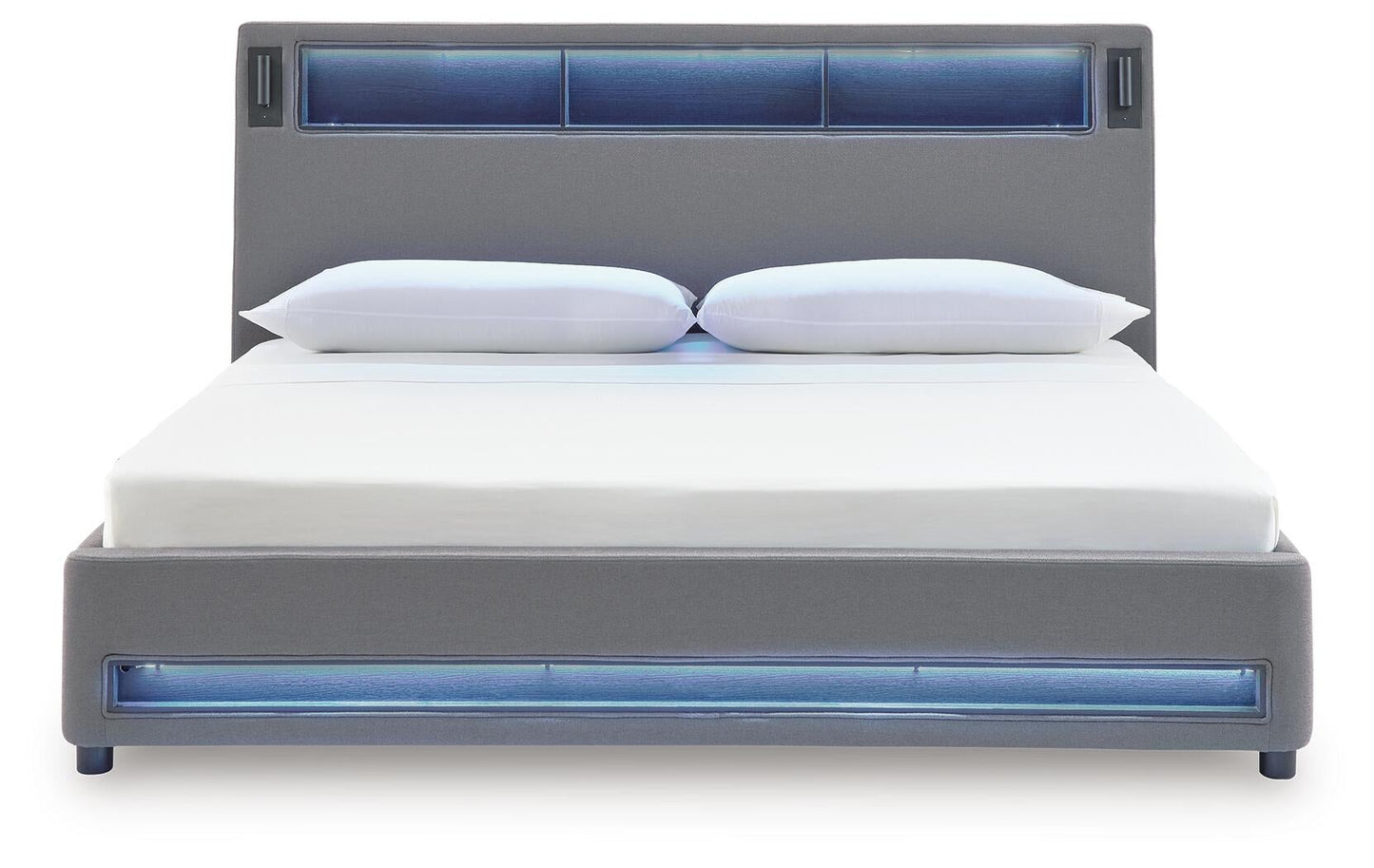 Verishaw California King Upholstered Bed with Wireless Audio
