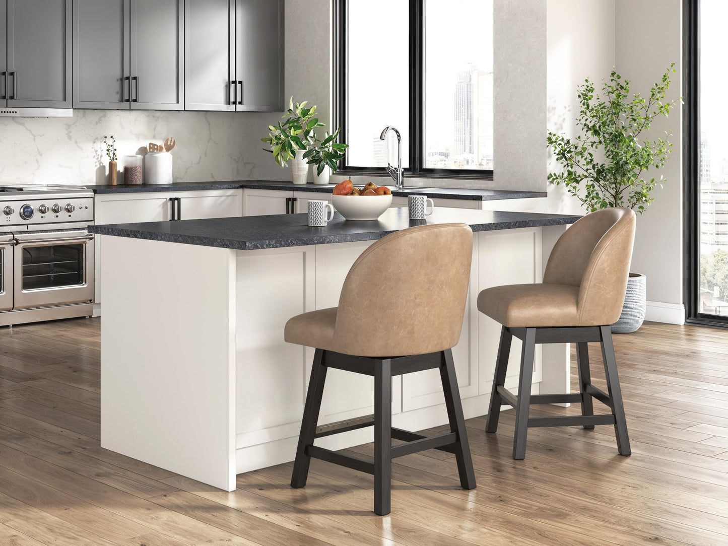 Ashley Express - Neymorton UPH Swivel Barstool (2/CN)