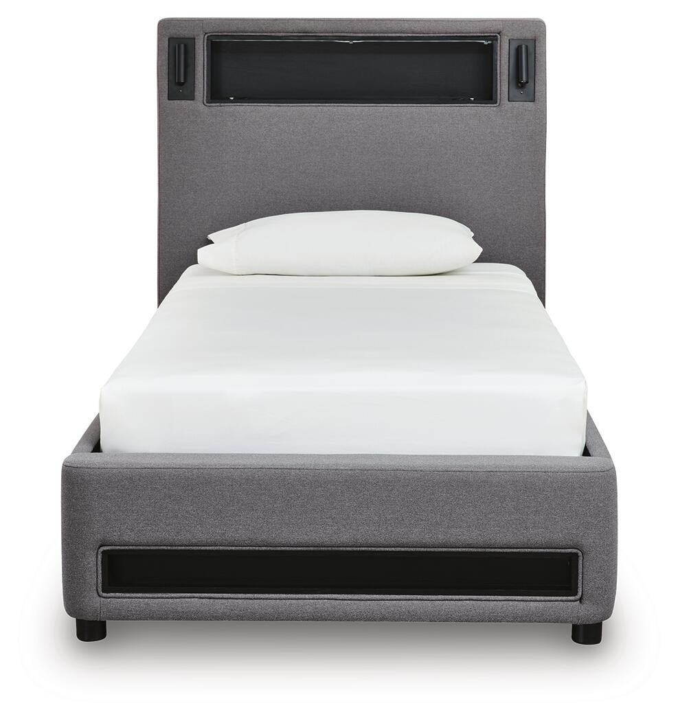 Ashley Express - Verishaw Twin Upholstered Bed with Wireless Audio