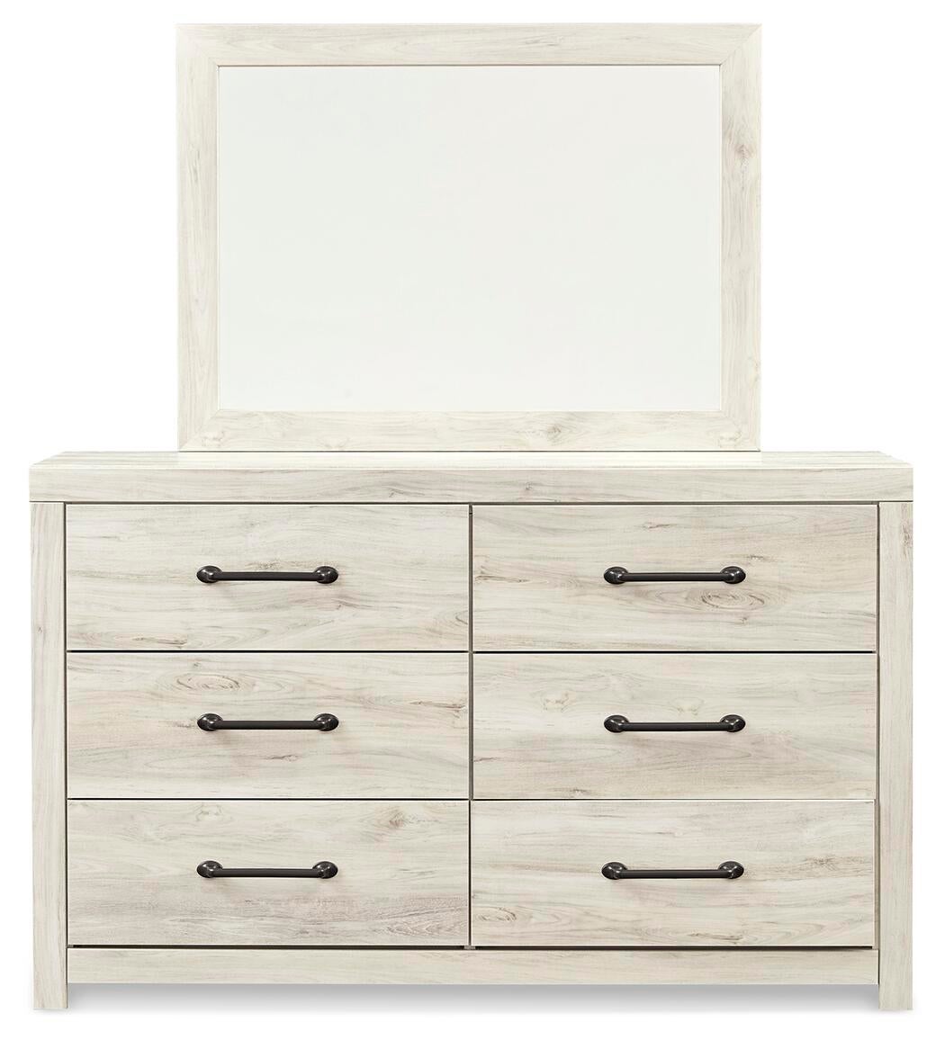 Cambeck Queen Panel Bed with 4 Storage Drawers with Mirrored Dresser, Chest and Nightstand