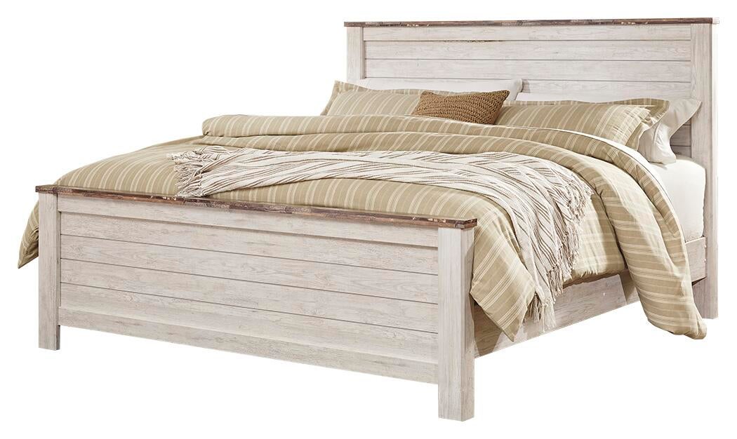 Willowton California King Panel Bed with Mirrored Dresser