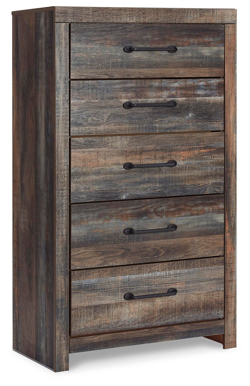 Drystan Twin Panel Headboard Bed with Mirrored Dresser, Chest and Nightstand