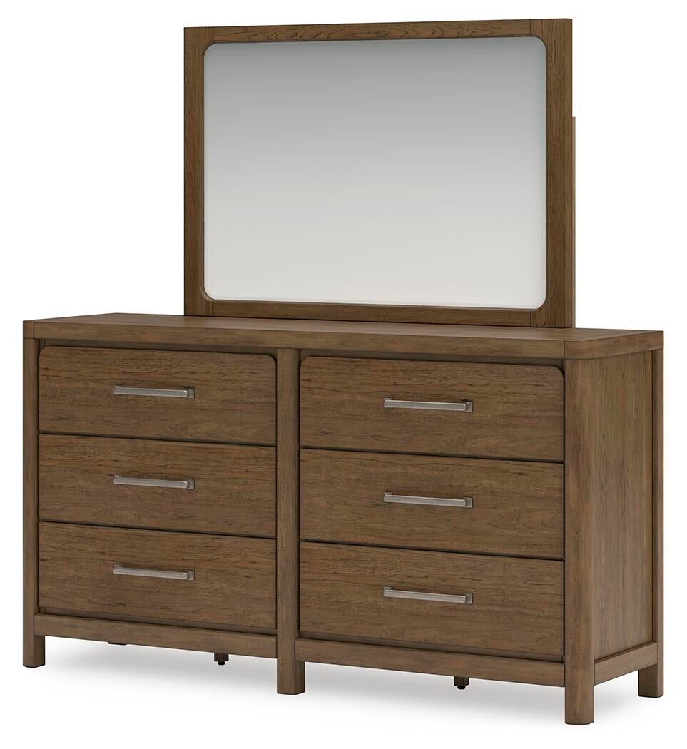 Cabalynn King Panel Bed with Storage with Mirrored Dresser