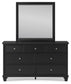 Lanolee King Panel Bed with Mirrored Dresser, Chest and Nightstand