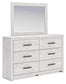 Cayboni Full Panel Bed with Mirrored Dresser