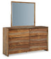 Dressonni King Panel Bed with Mirrored Dresser