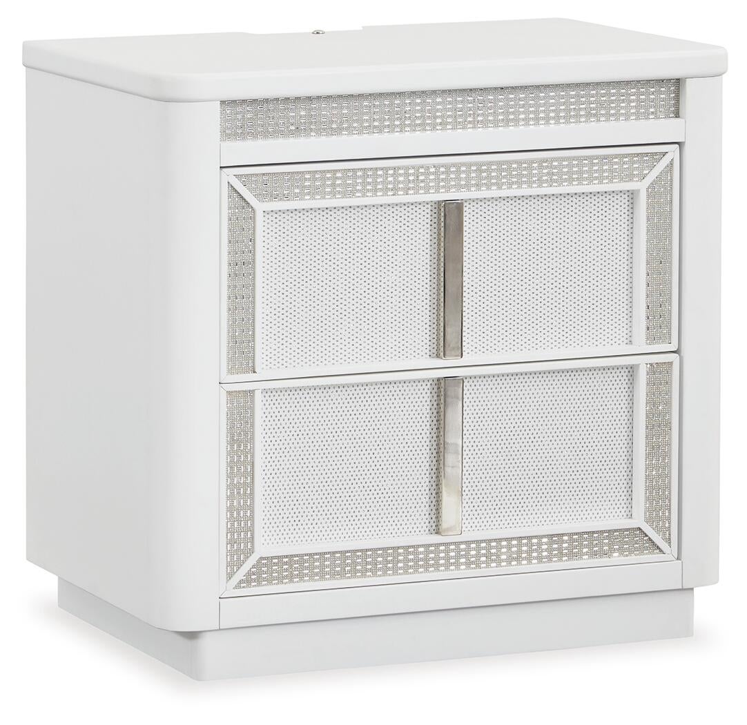 Chalanna Queen Upholstered Storage Bed, Dresser, Mirror, Chest and Nightstand