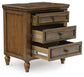 Sturlayne Queen Upholstered Panel Bed, Dresser, Mirror, Chest and Nightstand