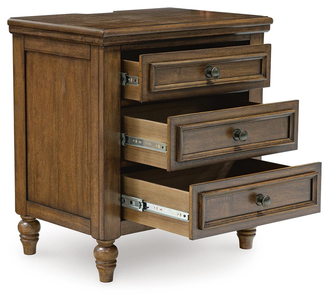 Sturlayne King Upholstered Panel Bed, Dresser, Mirror and Nightstand