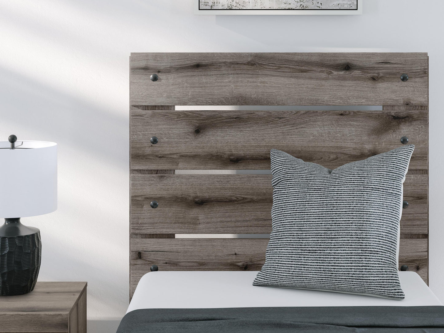 Graystorm Twin Panel Bed, Dresser, Mirror and Nightstand