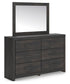 Hollivern King Panel Bed, Dresser and Mirror