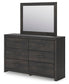 Hollivern King Panel Bed, Dresser and Mirror