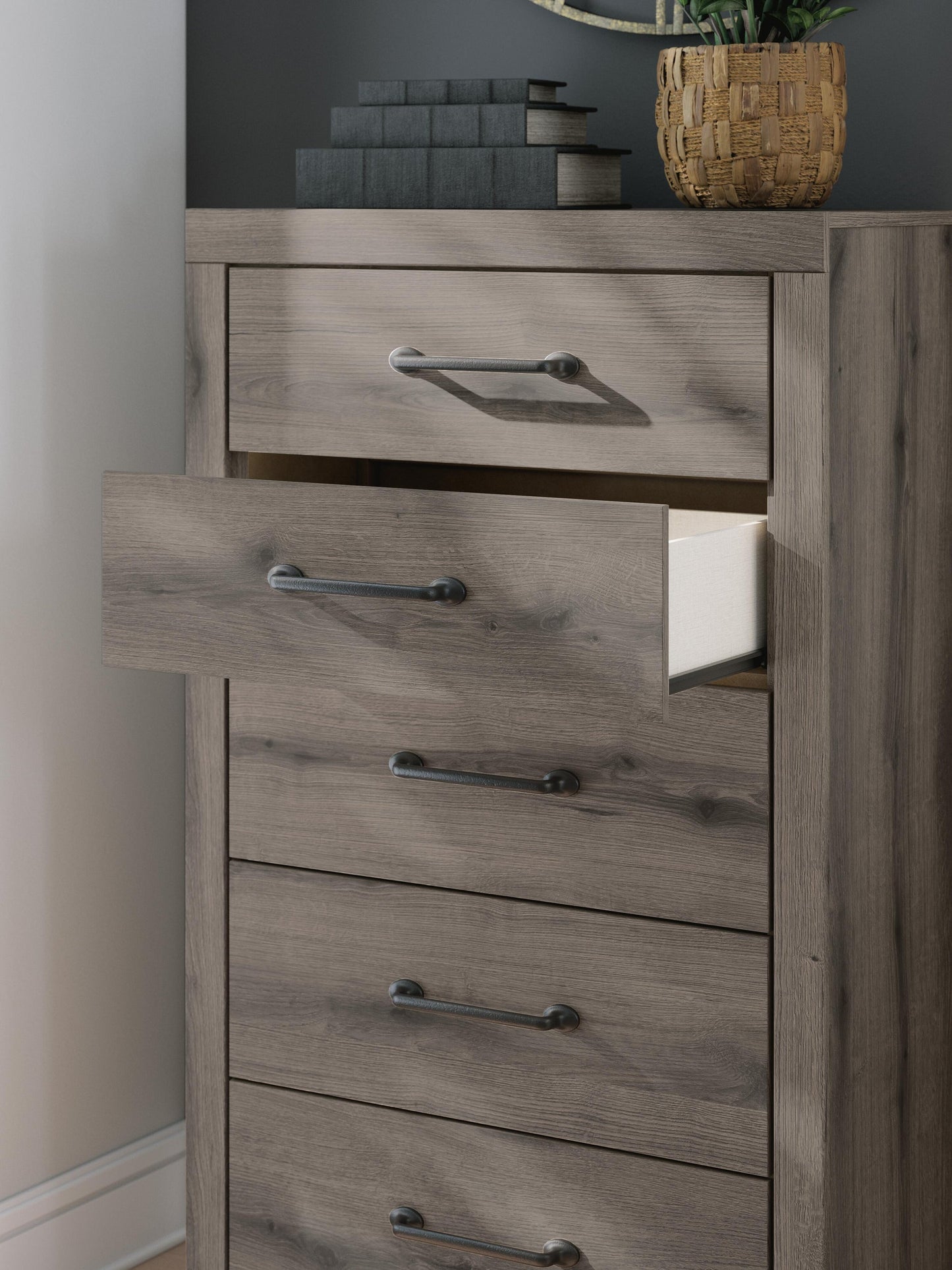 Graystorm Full Panel Bed, Dresser, Mirror, Chest and Nightstand