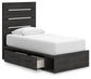Hollivern Twin Panel Bed with Storage, Dresser, Mirror, Chest and Nightstand