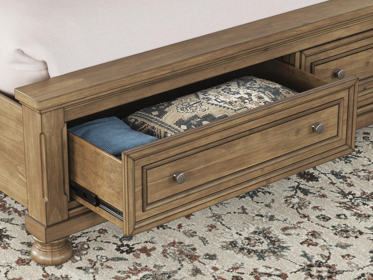 Feddinger King Storage Sleigh Bed with Mirrored Dresser