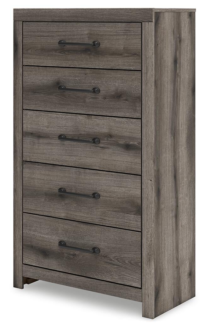 Graystorm Twin Panel Bed with Storage, Dresser, Mirror, Chest and Nightstand