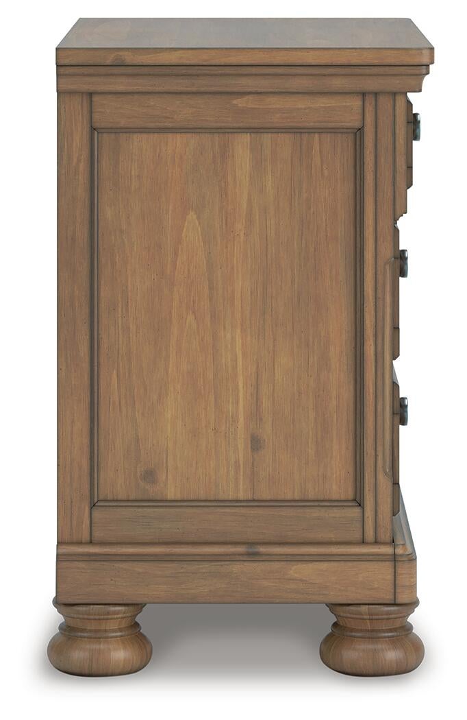 Feddinger California King Panel Bed with Mirrored Dresser and Nightstand