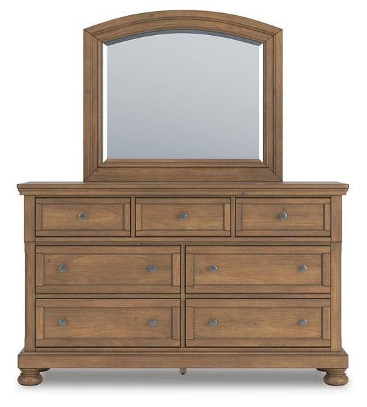 Feddinger King Panel Bed with Mirrored Dresser, Chest and Nightstand