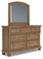 Feddinger King Panel Bed with Mirrored Dresser, Chest and Nightstand