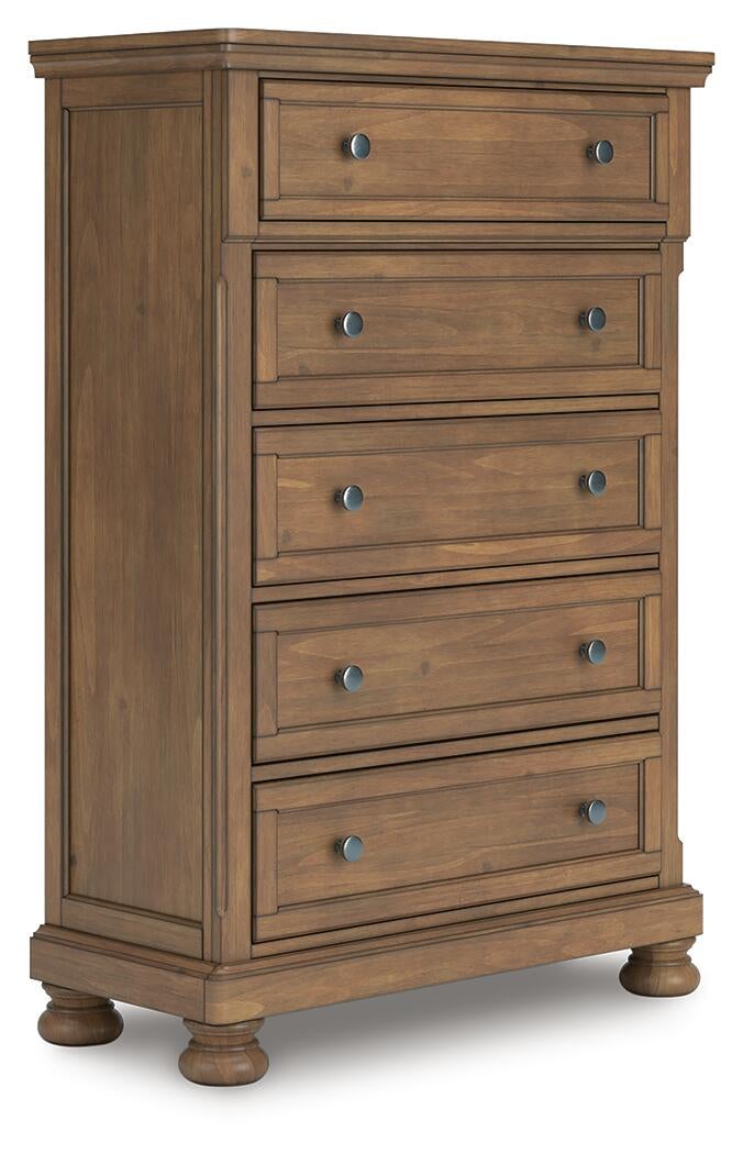 Feddinger King Panel Bed with Mirrored Dresser, Chest and Nightstand