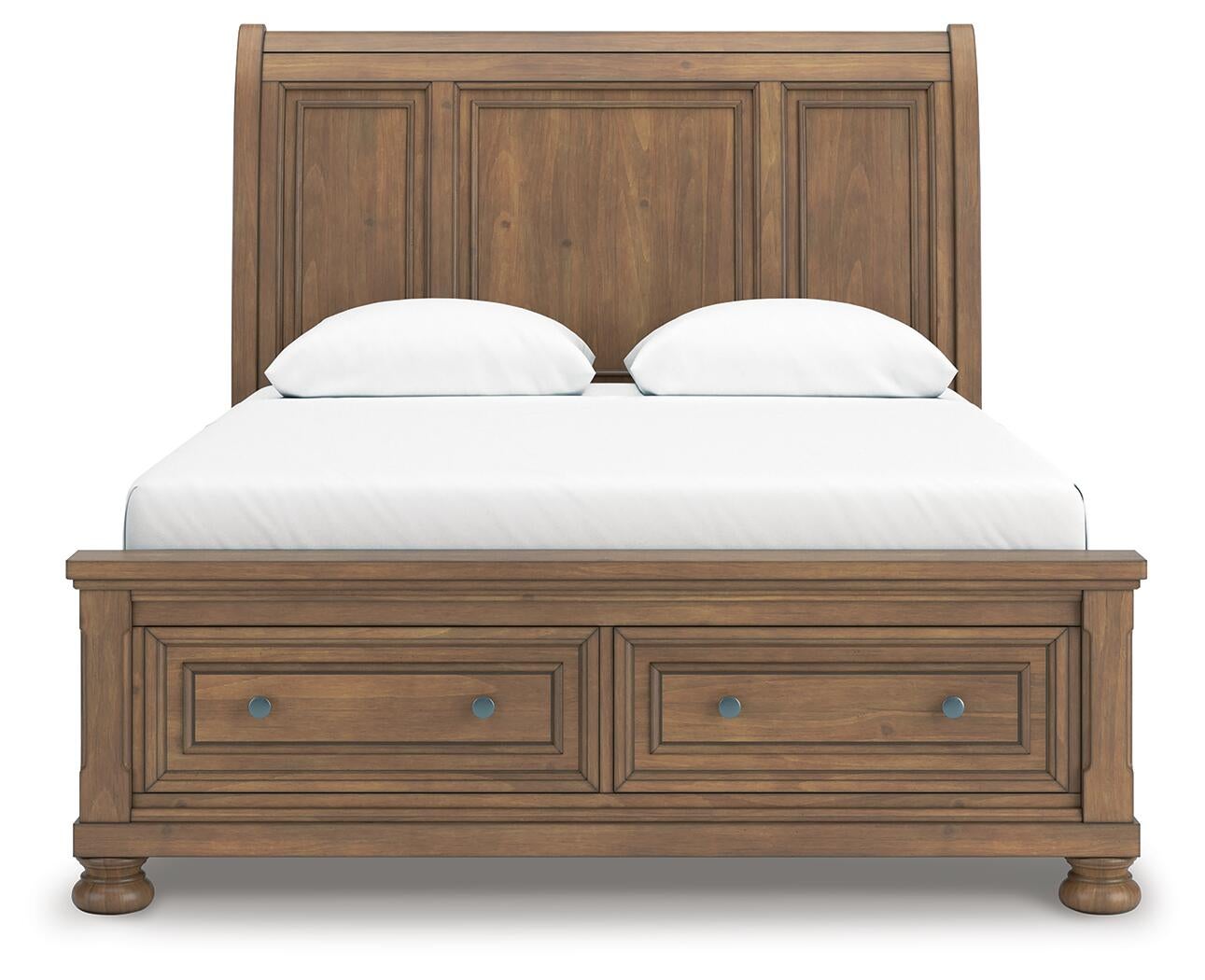 Feddinger Queen Storage Sleigh Bed with Mirrored Dresser