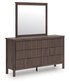 Pamytta Queen Upholstered Panel Platform Bed, Dresser, Mirror, Chest and Nightstand