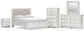 Zuraleus Queen Upholstered Panel Bed, Dresser, Mirror, Chest and Nightstand
