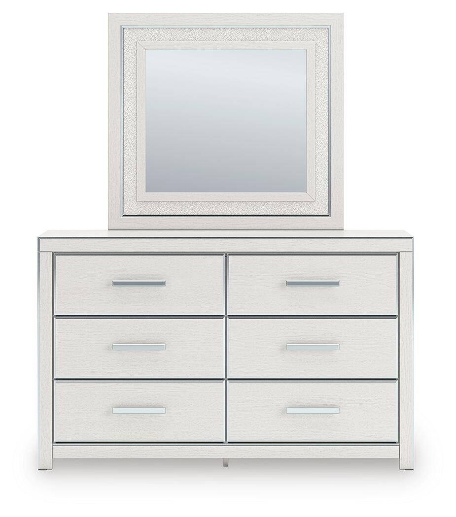 Zuraleus Queen Upholstered Panel Platform Bed, Dresser and Mirror