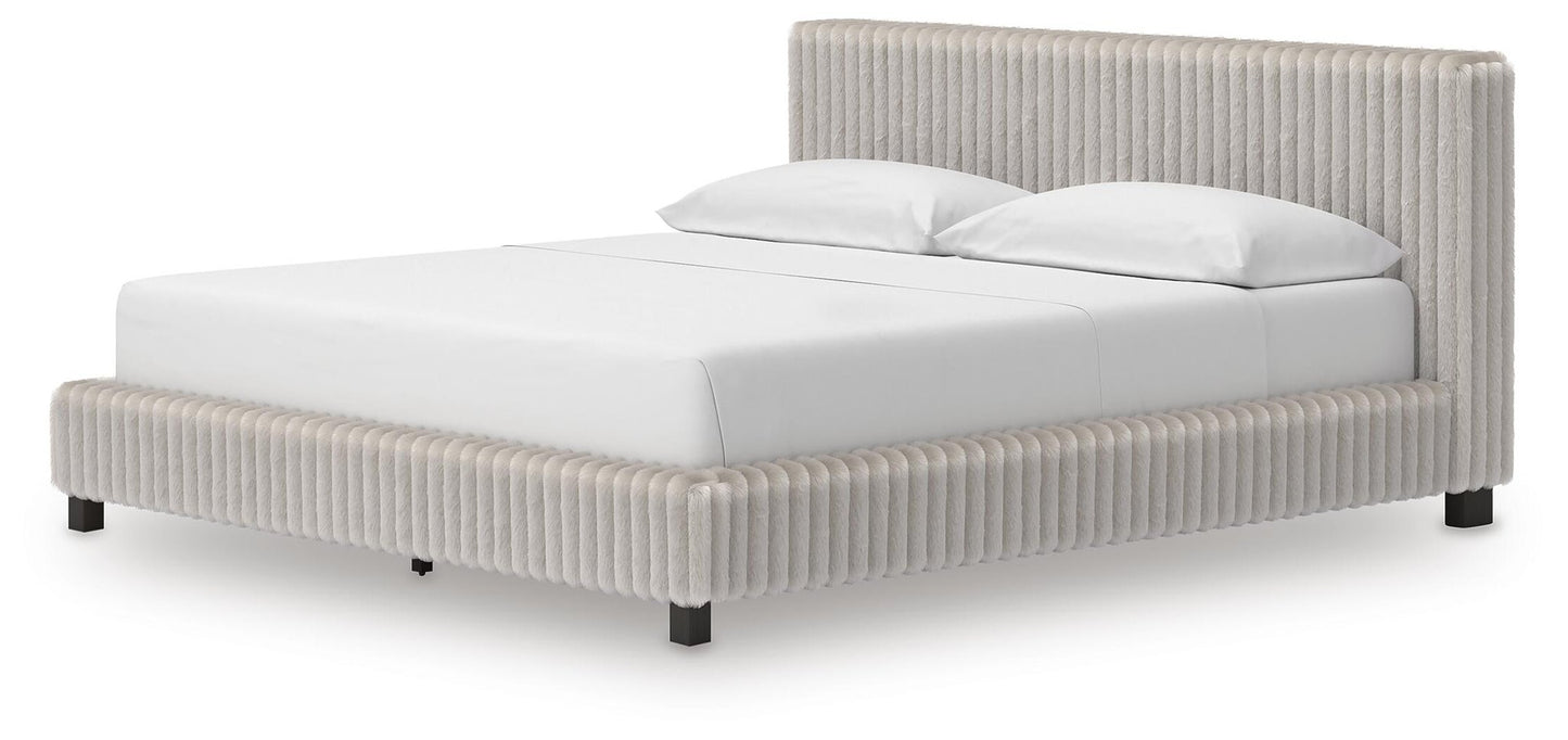 Zuraleus California King Upholstered Bed, Dresser, Mirror, Chest and Nightstand
