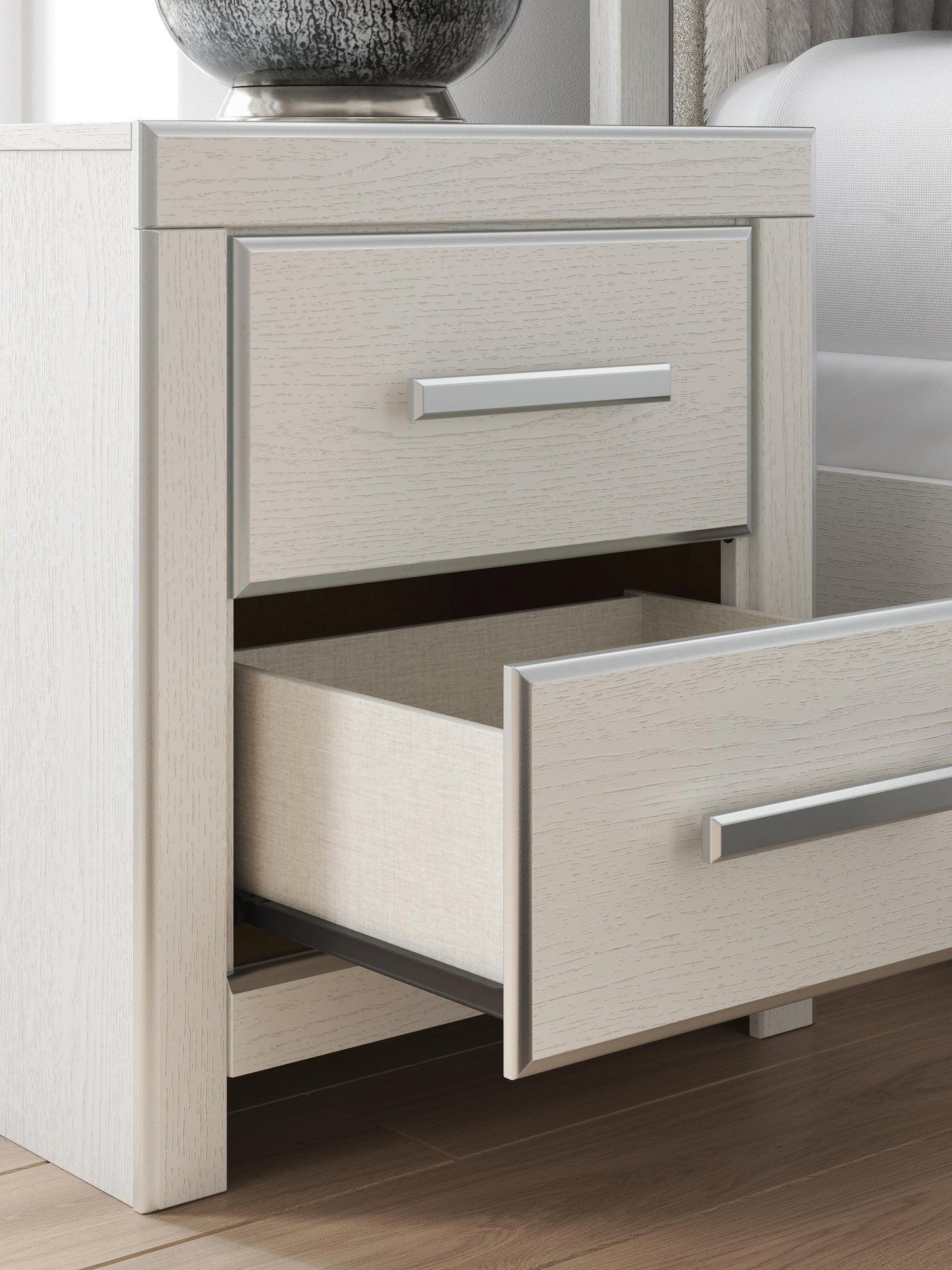 Zuraleus Queen Upholstered Panel Platform Storage Bed, Dresser, Mirror, Chest and Nightstand