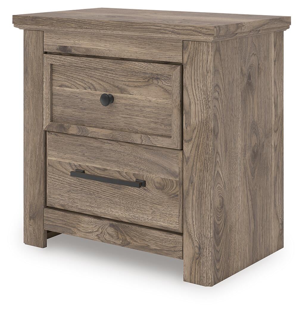 Rusticott Queen Panel Bed with Mirrored Dresser and Nightstand
