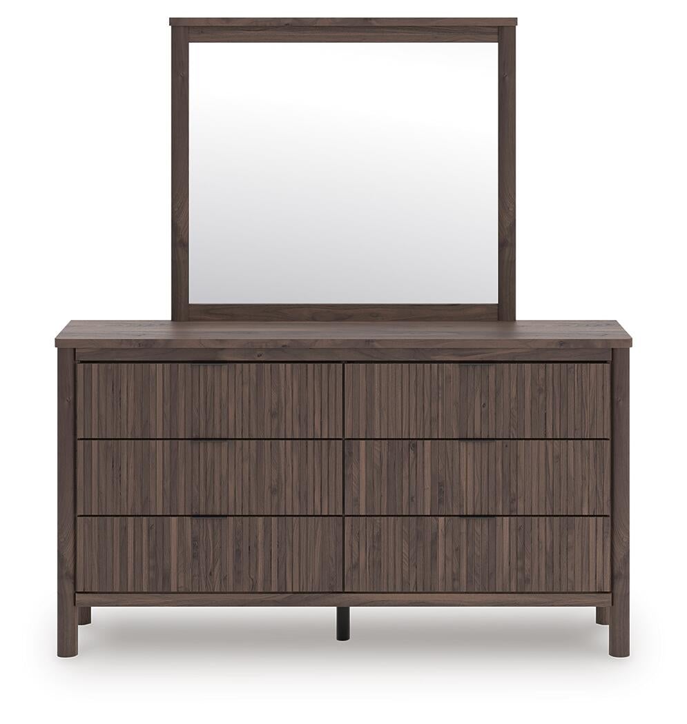 Pamytta King Upholstered Panel Bed, Dresser and Mirror