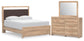 Kinlanni Queen Upholstered Platform Bed, Dresser and Mirror