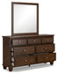 Danabrin California King Panel Storage Bed, Dresser, Mirror and Nightstand