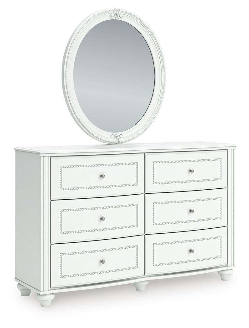 Kozlani Full Upholstered Panel Storage Bed, Dresser, Mirror and Nightstand
