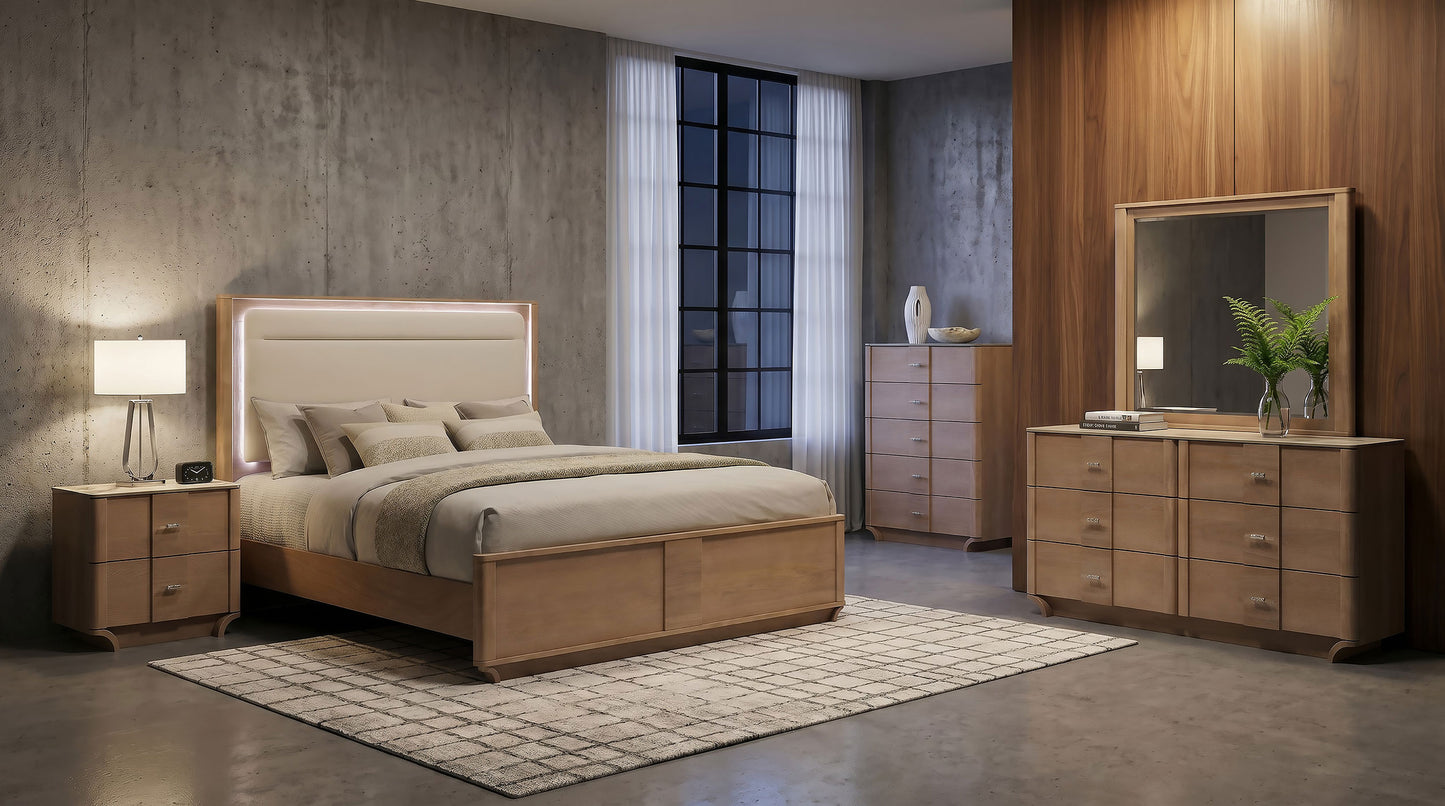 Leanne 5-piece Queen Bedroom Set Light Oak
