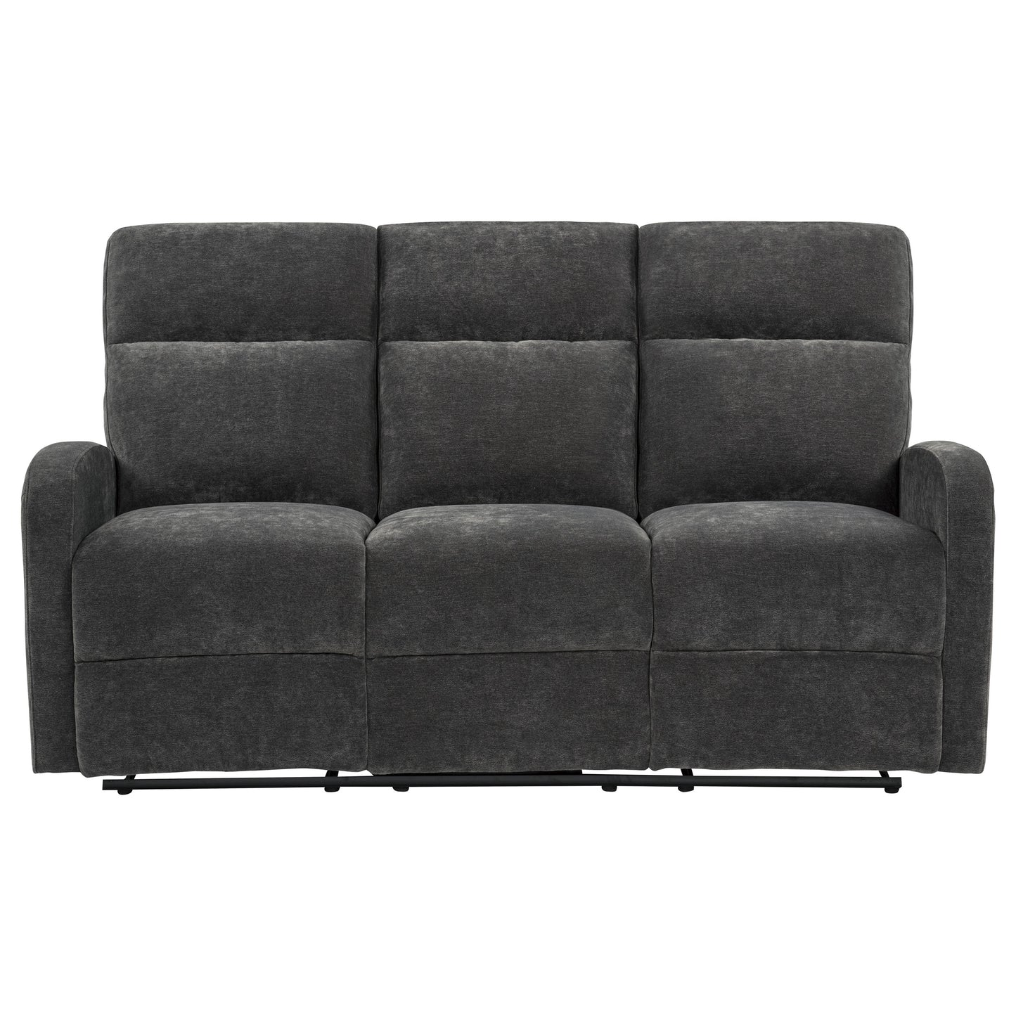 Hamilton Chenille Upholstered Manual Reclining Sofa Charcoal Grey