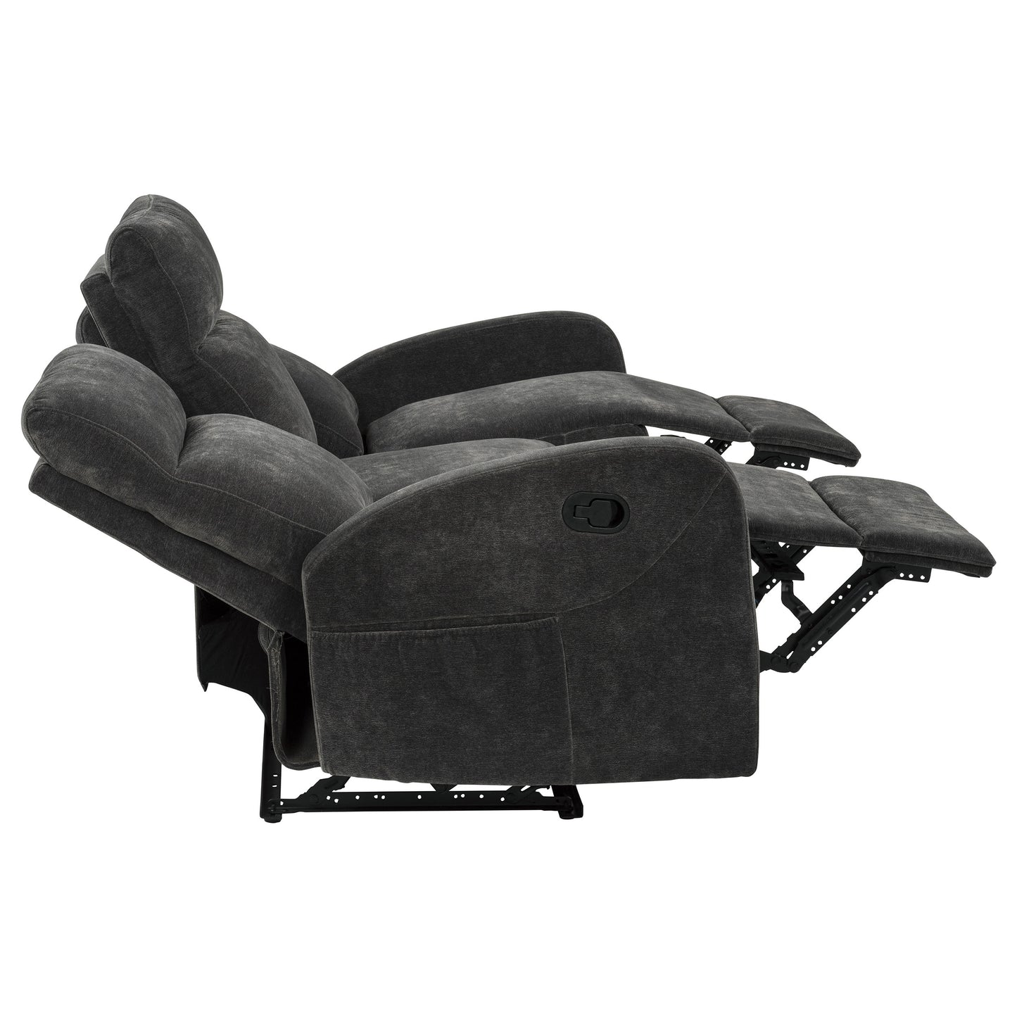Hamilton Chenille Upholstered Manual Reclining Sofa Charcoal Grey