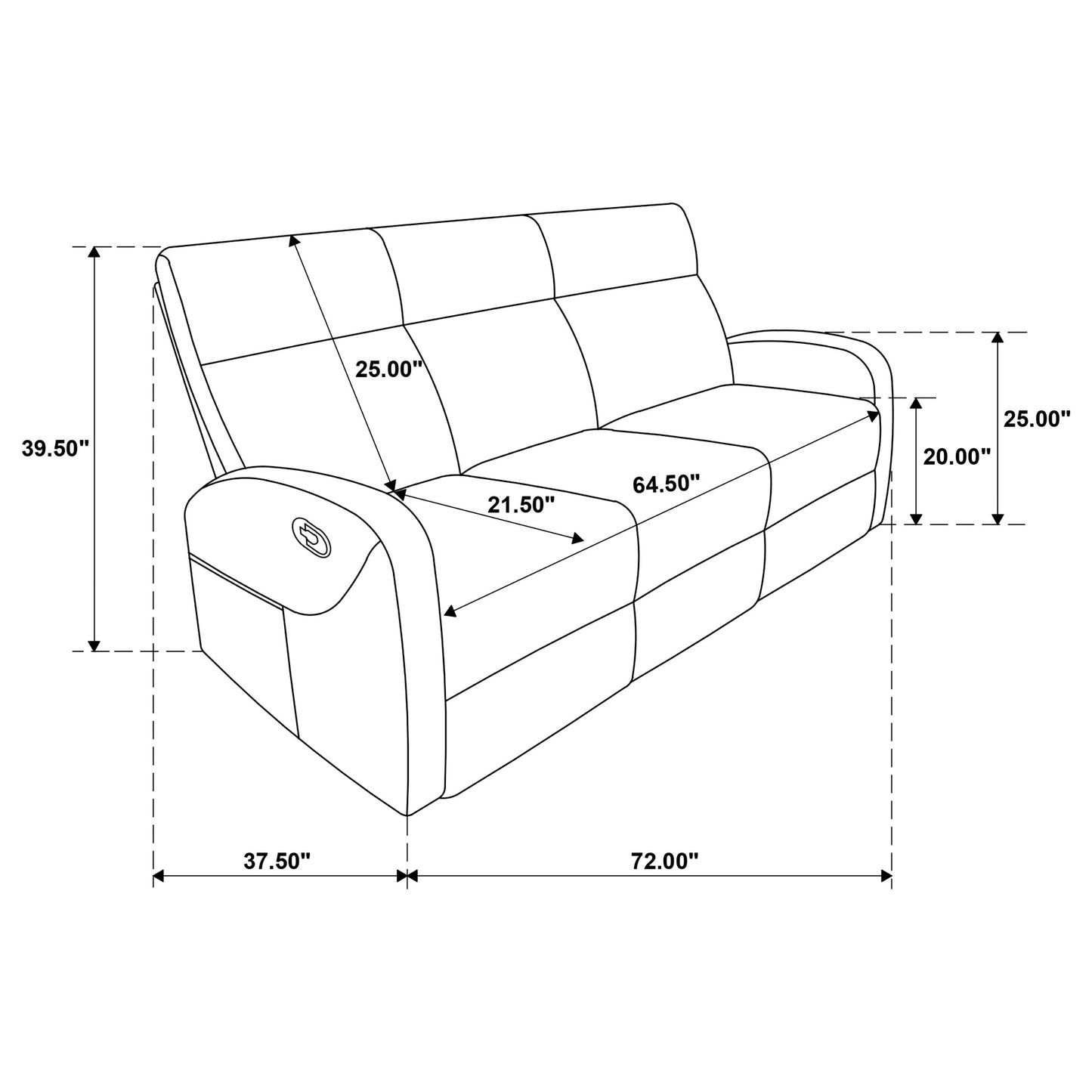 Hamilton Chenille Upholstered Manual Reclining Sofa Charcoal Grey