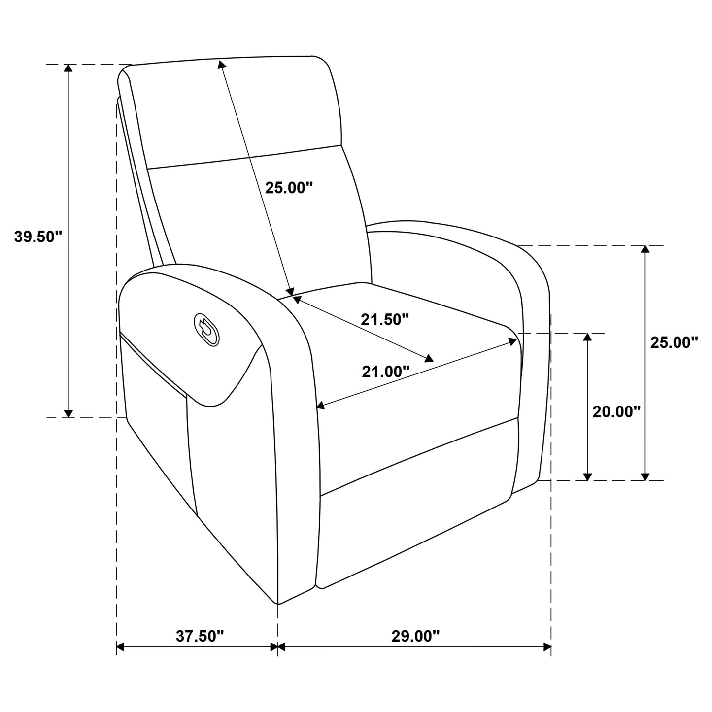 Hamilton Chenille Upholstered Manual Glider Recliner Charcoal Grey