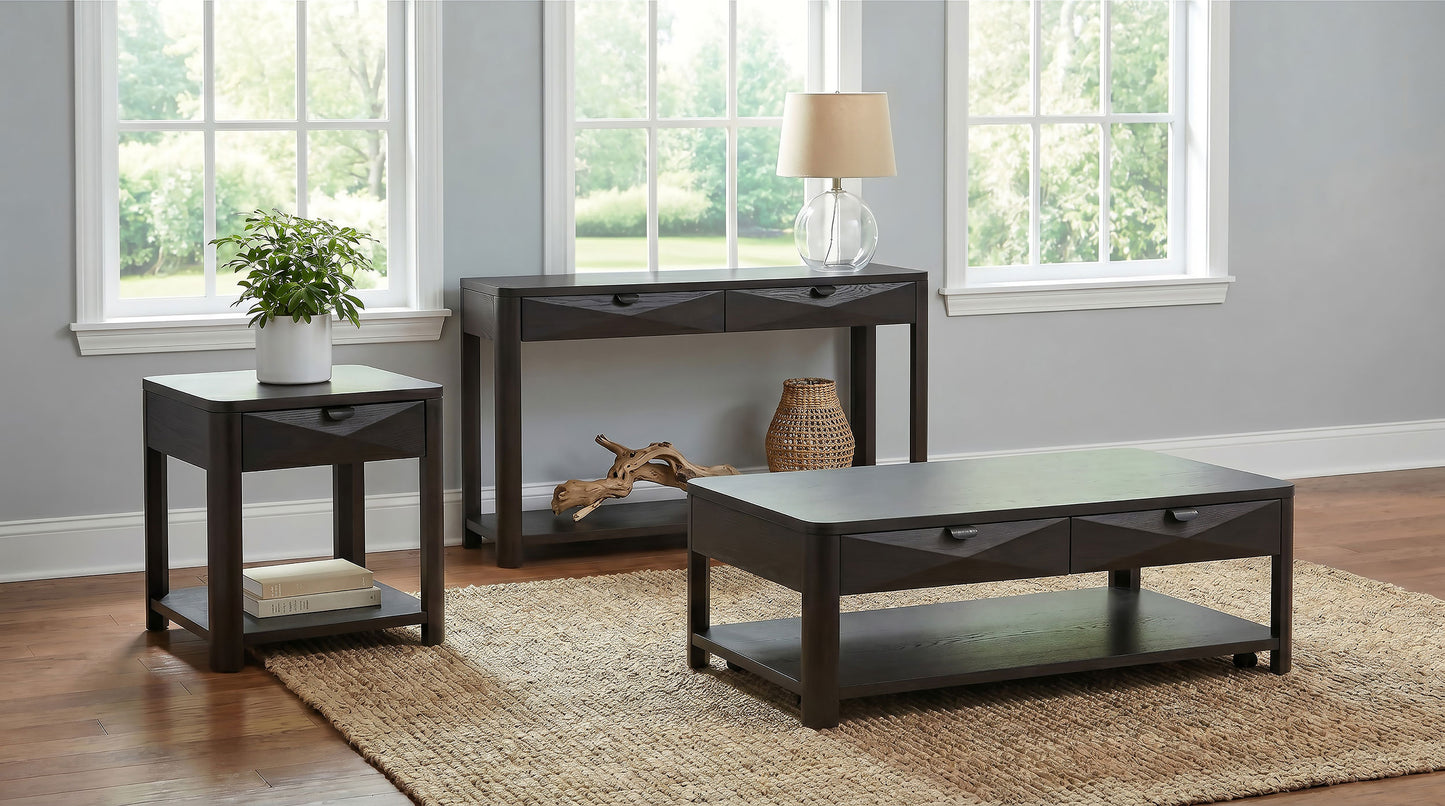 Marcelo Wood End Table with Drawer and Shelf Coffee